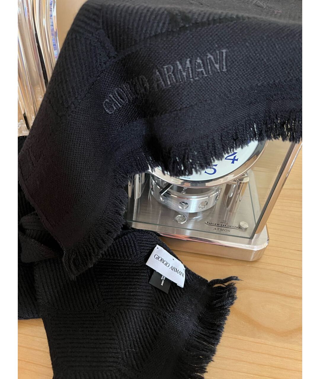 GIORGIO ARMANI Черный шерстяной шарф, фото 7