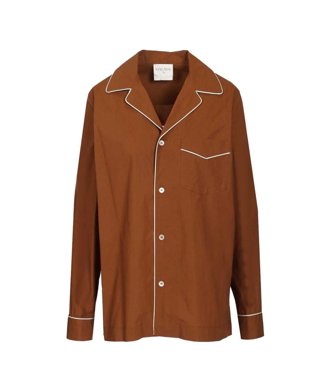 FORTE FORTE Коричневая хлопковая рубашка, фото 1