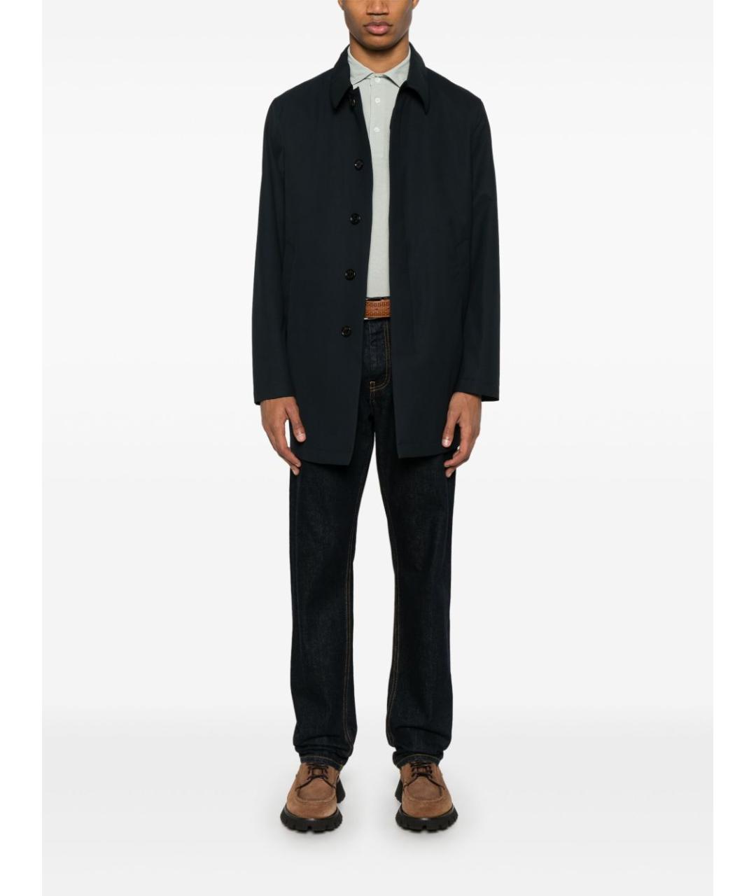 PEUTEREY Темно-синий полиэстеровый тренч / плащ, фото 2