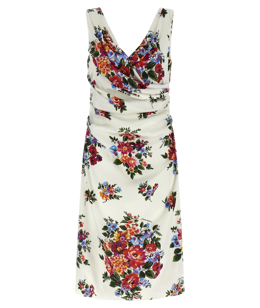 DOLCE&GABBANA Белое вискозное коктейльное платье, фото 1