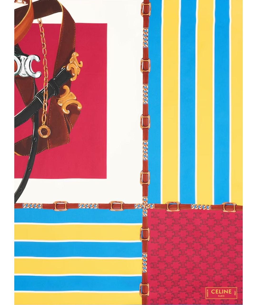 CELINE Синий шелковый шарф, фото 2