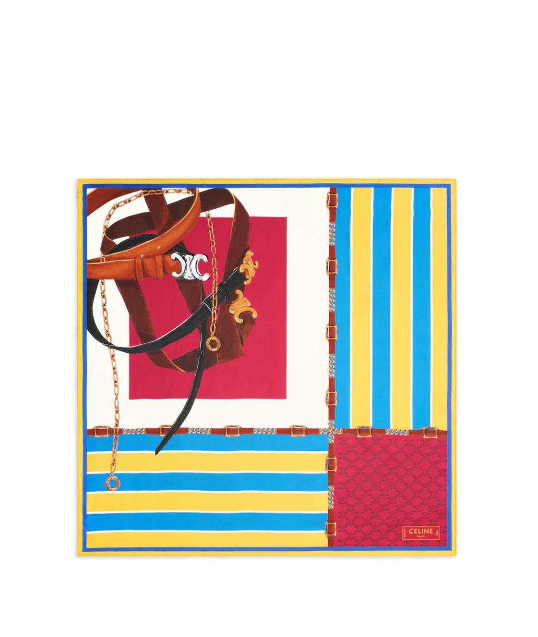 CELINE Синий шелковый шарф, фото 1