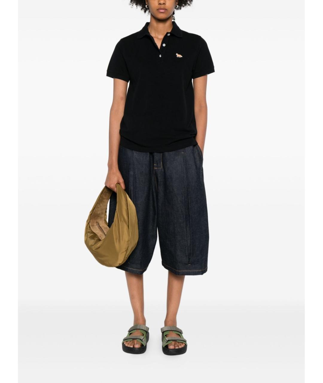 MAISON KITSUNE Черная хлопковая футболка, фото 4