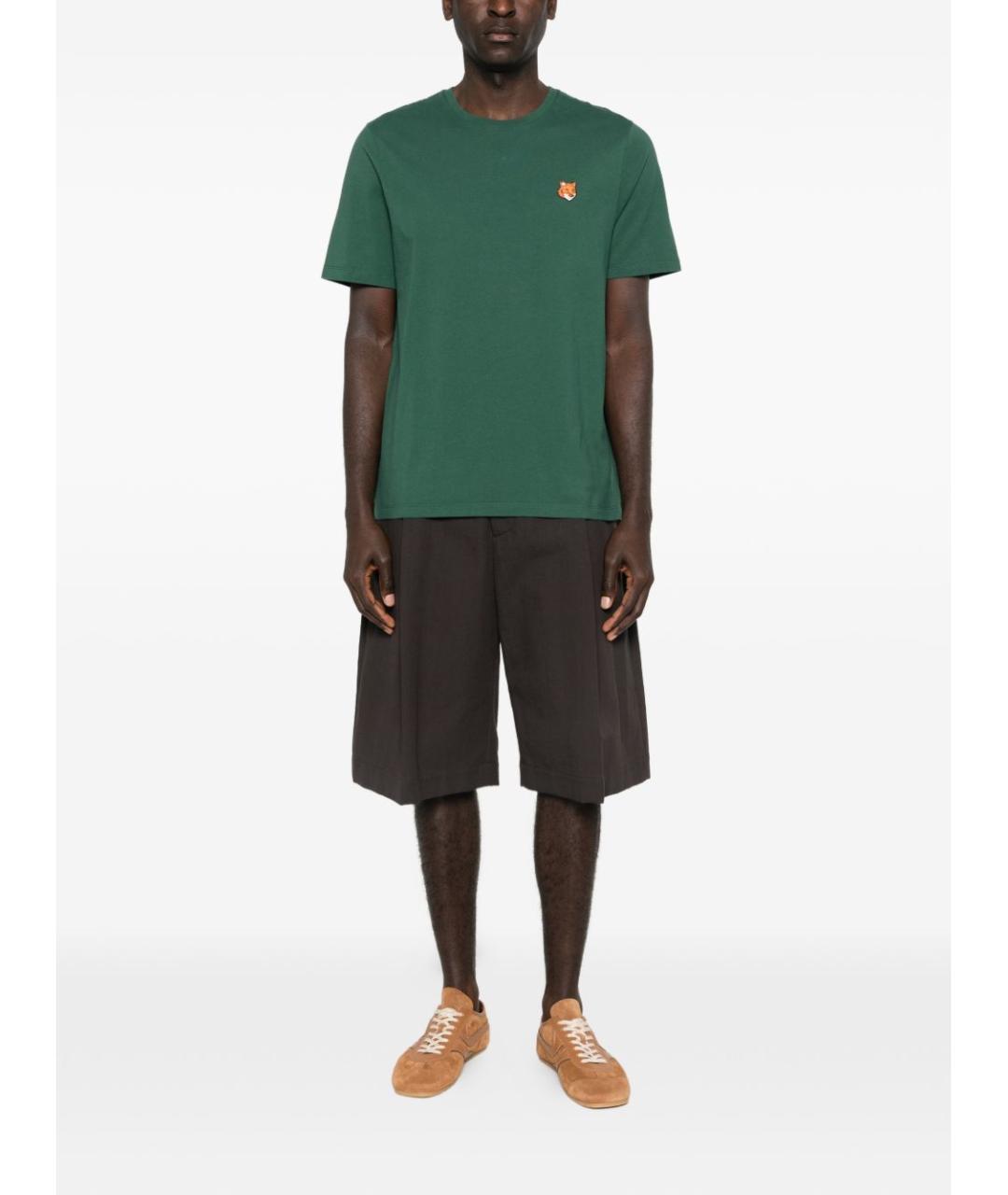 MAISON KITSUNE Зеленая хлопковая футболка, фото 3