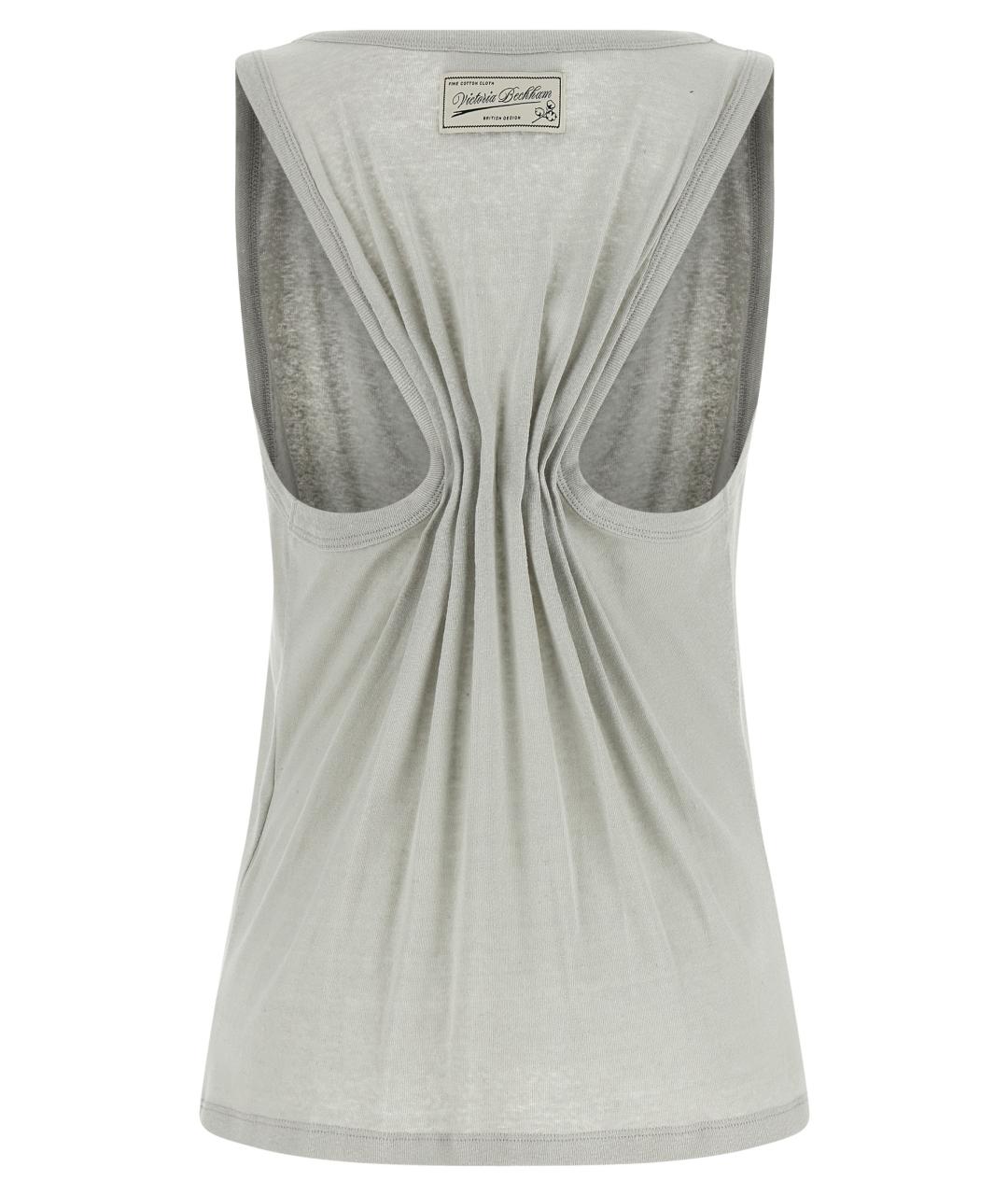VICTORIA BECKHAM Серая хлопковая майка, фото 2