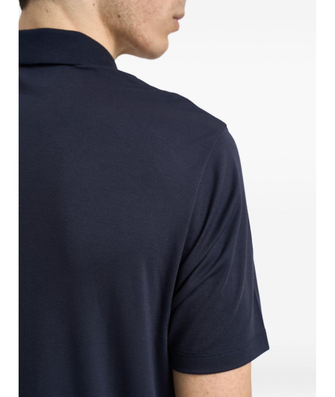 EMPORIO ARMANI Темно-синее поло с коротким рукавом, фото 3