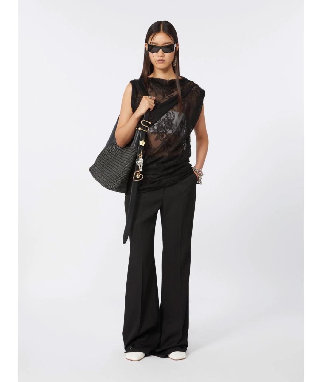 SPORTMAX Черная полиамидовая футболка, фото 2