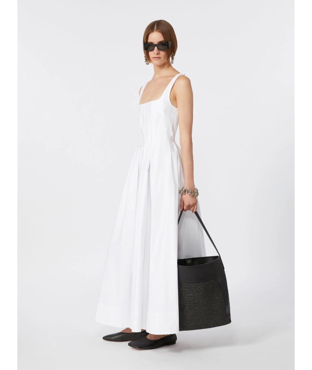 SPORTMAX Белое хлопковое повседневное платье, фото 2