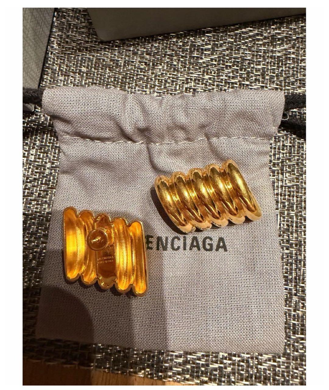 BALENCIAGA Золотые металлические серьги, фото 6