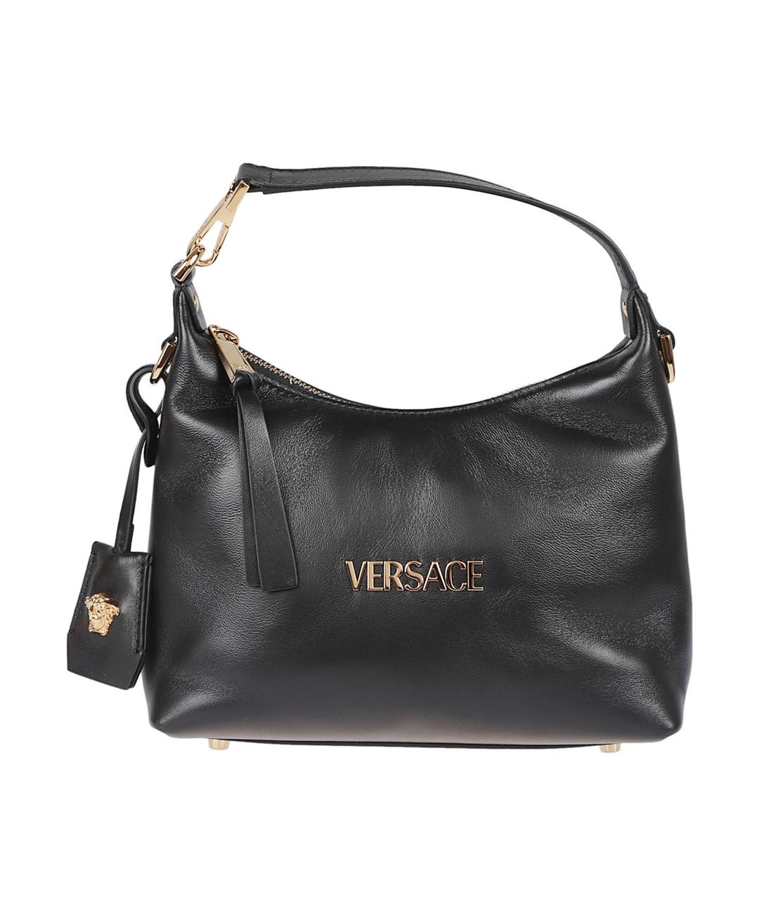 VERSACE Черная кожаная сумка тоут, фото 1