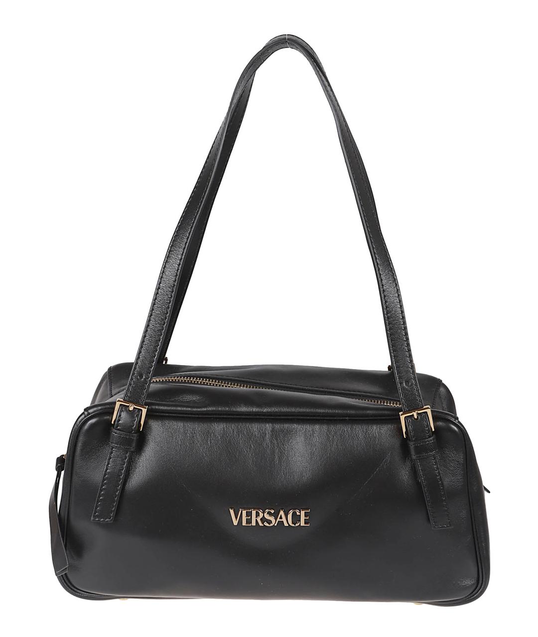 VERSACE Черная кожаная сумка тоут, фото 1