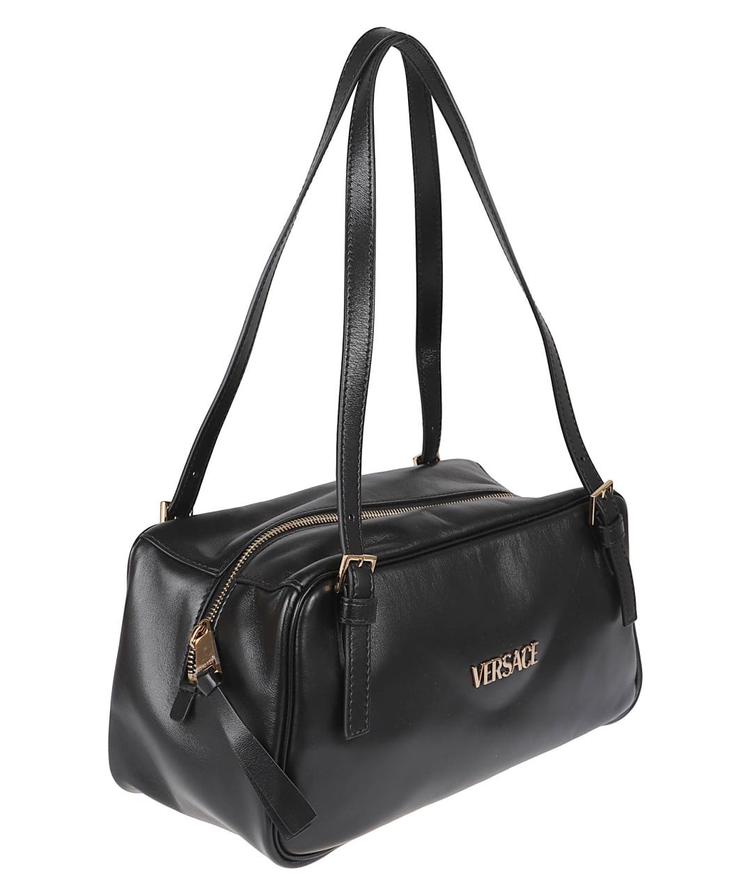 VERSACE Черная кожаная сумка тоут, фото 3