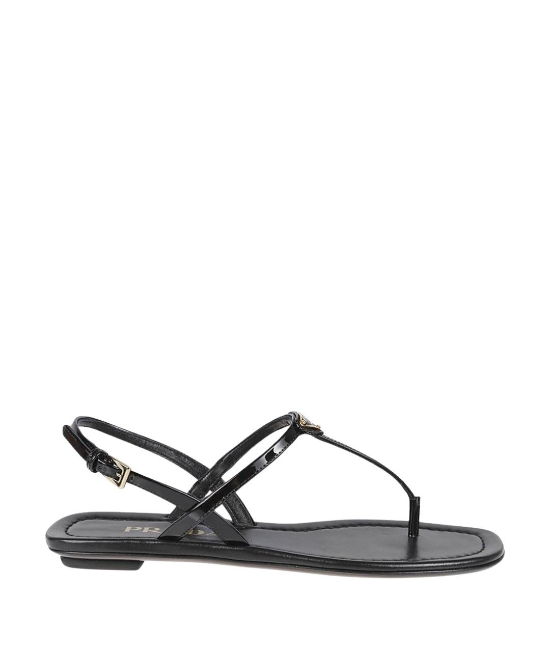 PRADA Черные кожаные босоножки, фото 1
