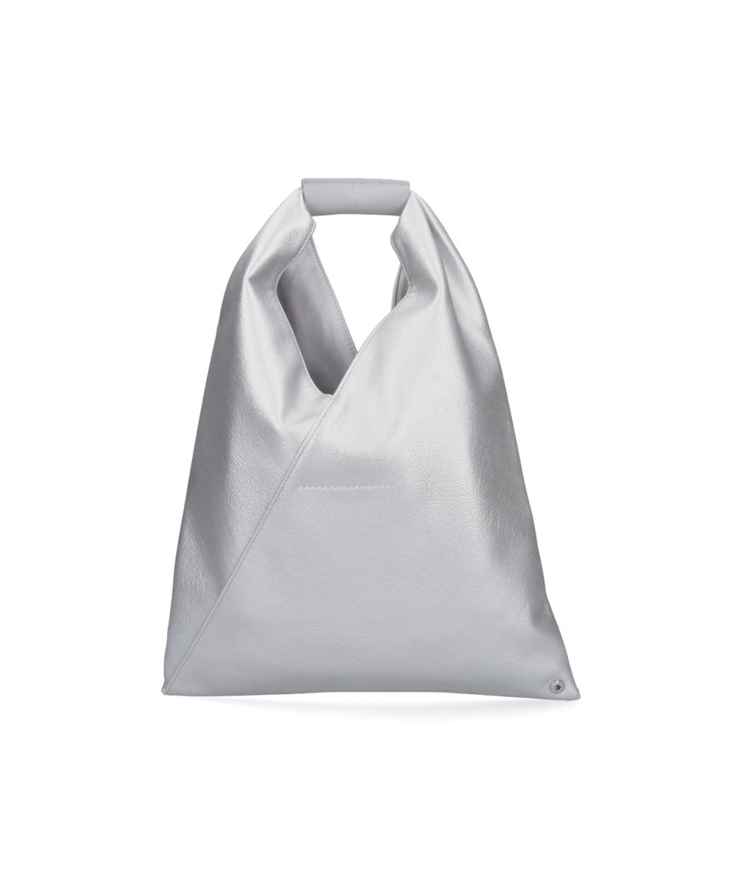 MM6 MAISON MARGIELA Серебряная сумка с короткими ручками из искусственной кожи, фото 3