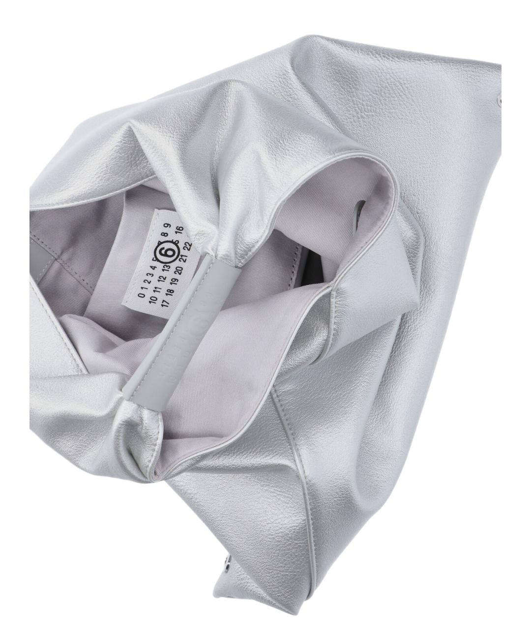 MM6 MAISON MARGIELA Серебряная сумка с короткими ручками из искусственной кожи, фото 4