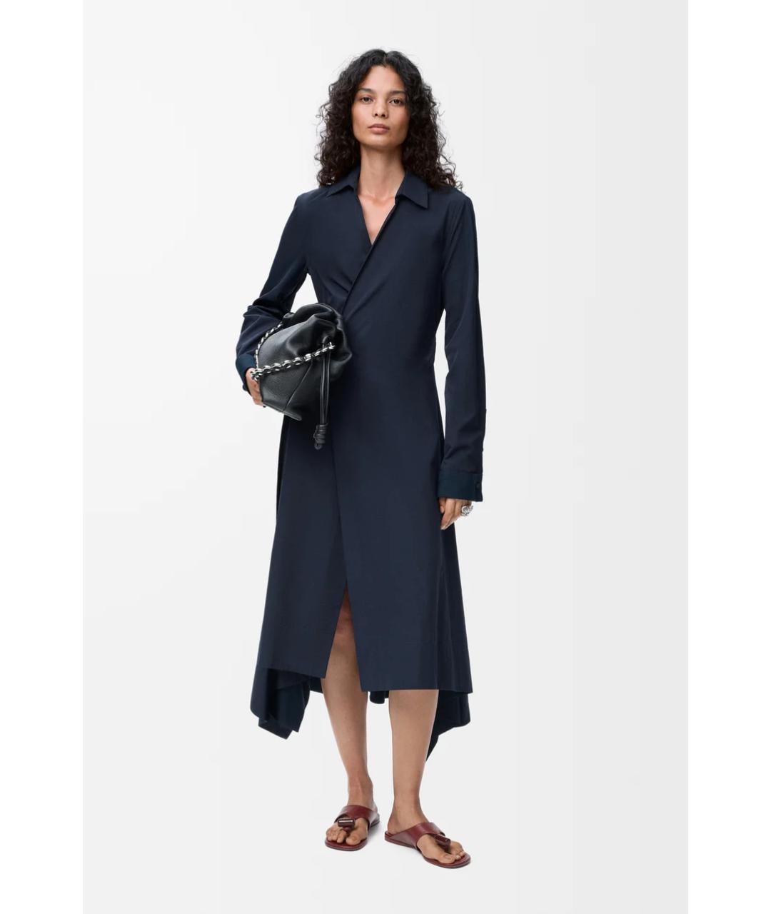 LOEWE Темно-синее хлопковое повседневное платье, фото 4