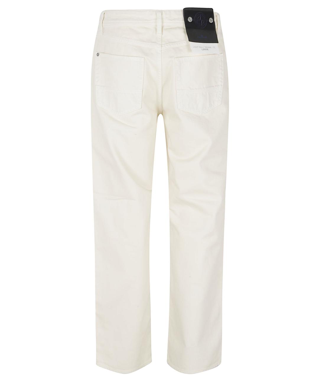 STONE ISLAND Белые хлопковые повседневные брюки, фото 3