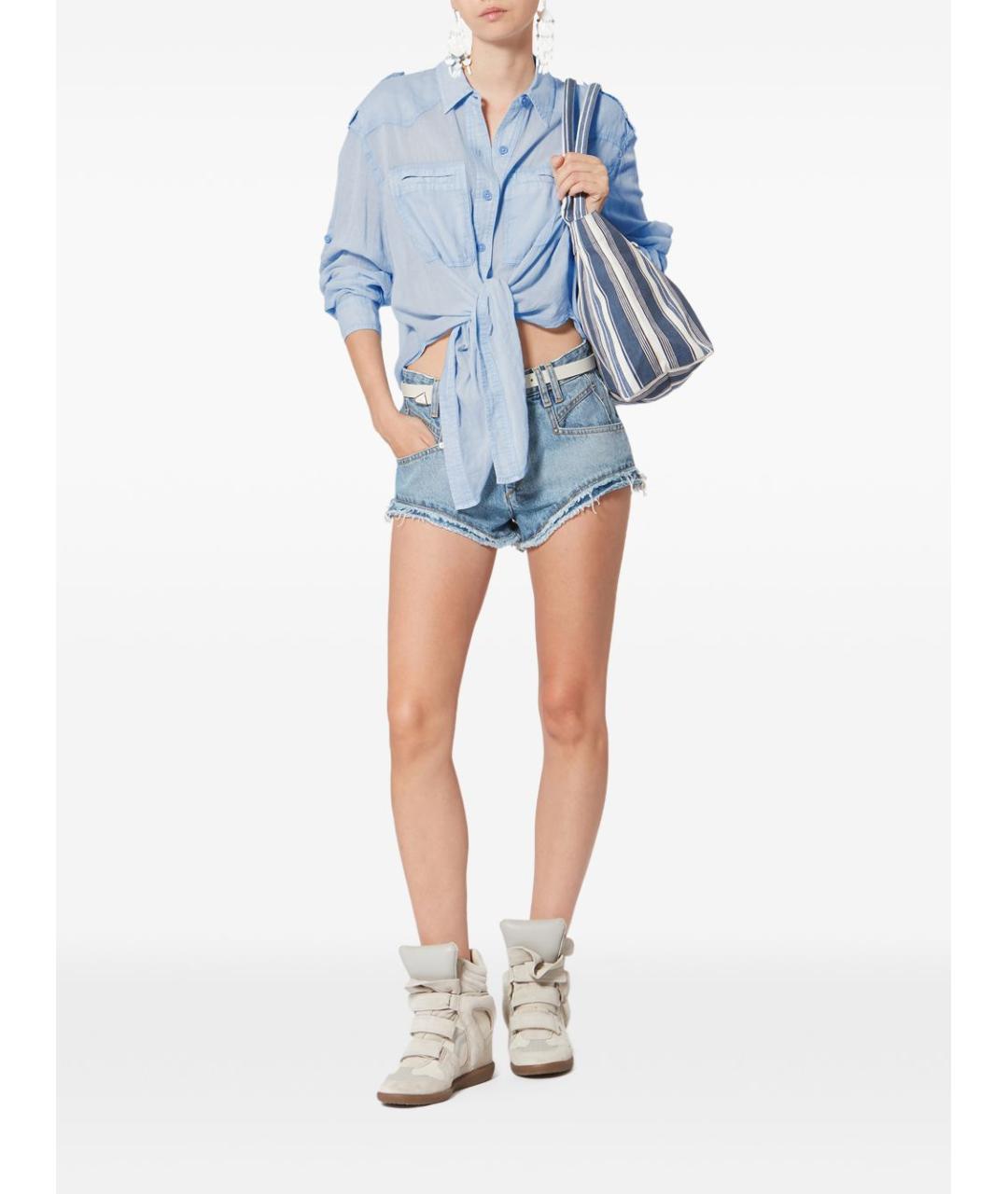 ISABEL MARANT ETOILE Голубая хлопковая рубашка, фото 5