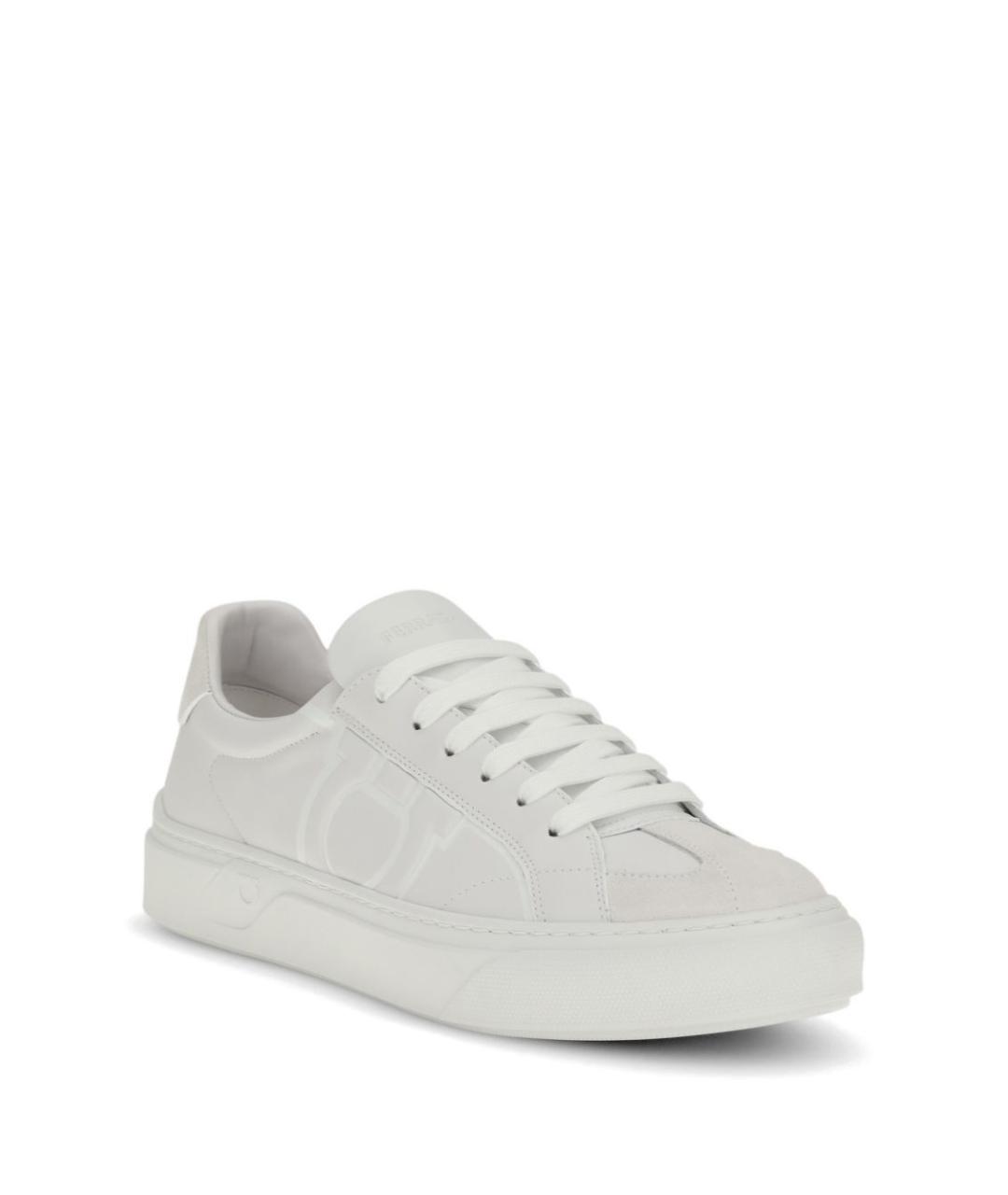 FERRAGAMO Белые кожаные низкие кроссовки / кеды, фото 4