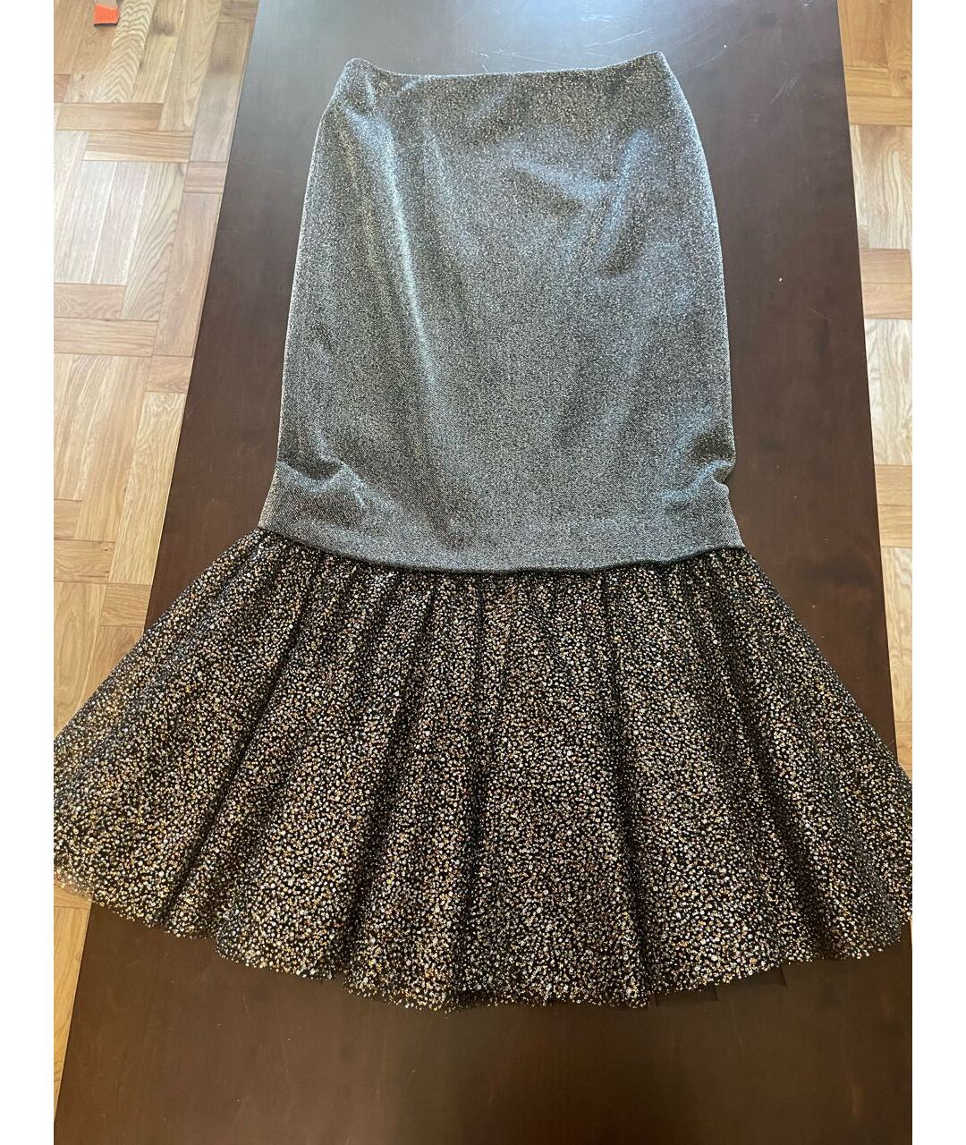 RODARTE Серебряная полиэстеровая юбка миди, фото 4