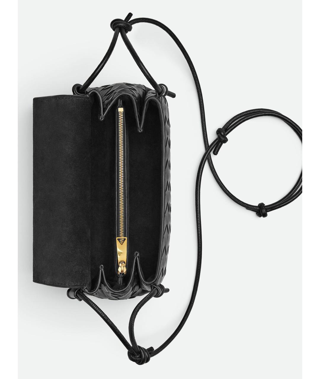 BOTTEGA VENETA Черная кожаная сумка через плечо, фото 2