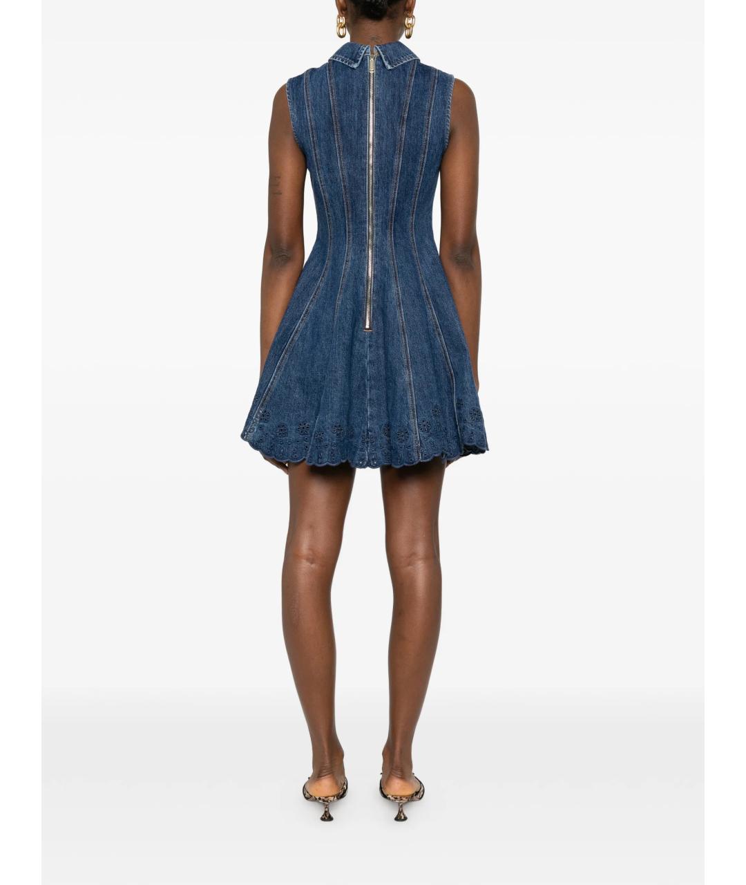 SELF-PORTRAIT Синее хлопковое повседневное платье, фото 4