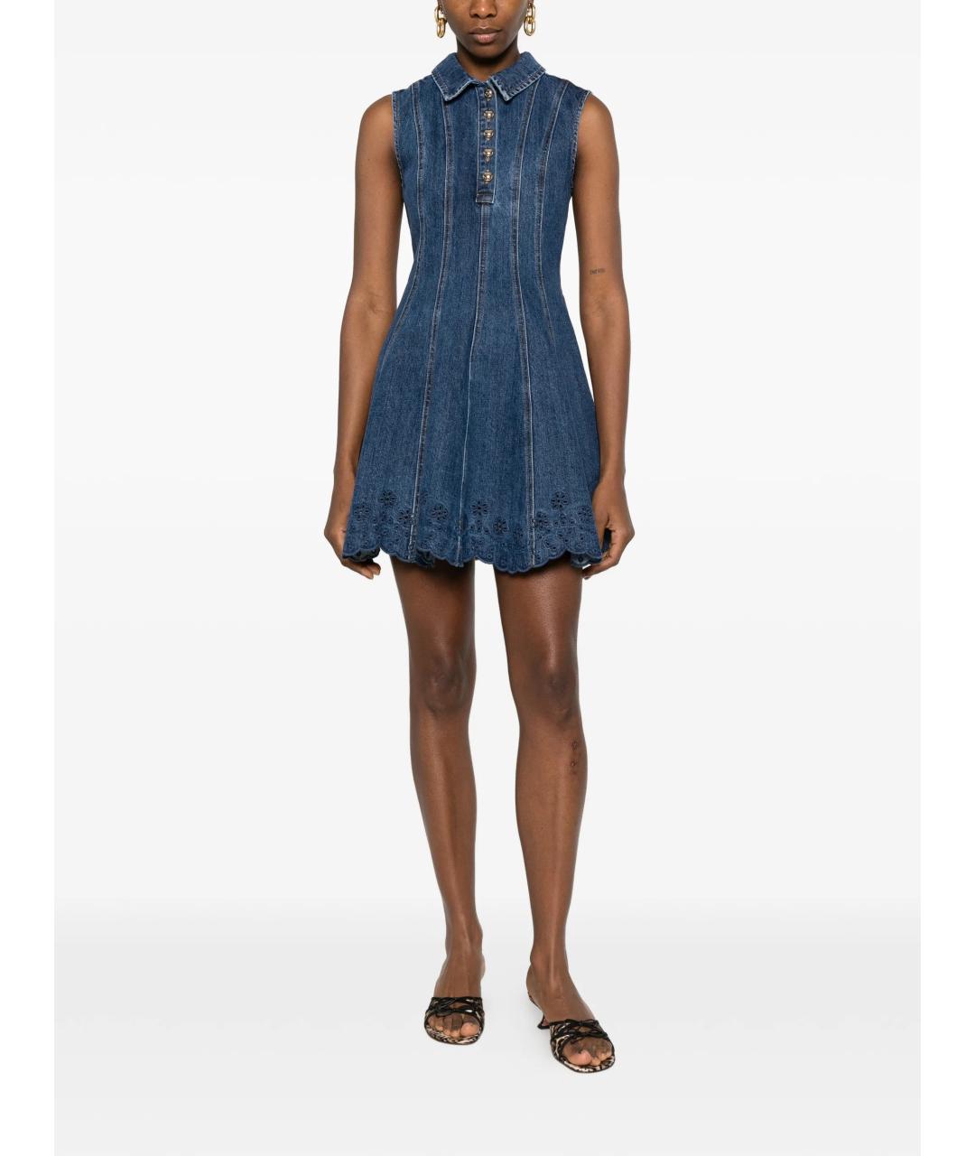 SELF-PORTRAIT Синее хлопковое повседневное платье, фото 2