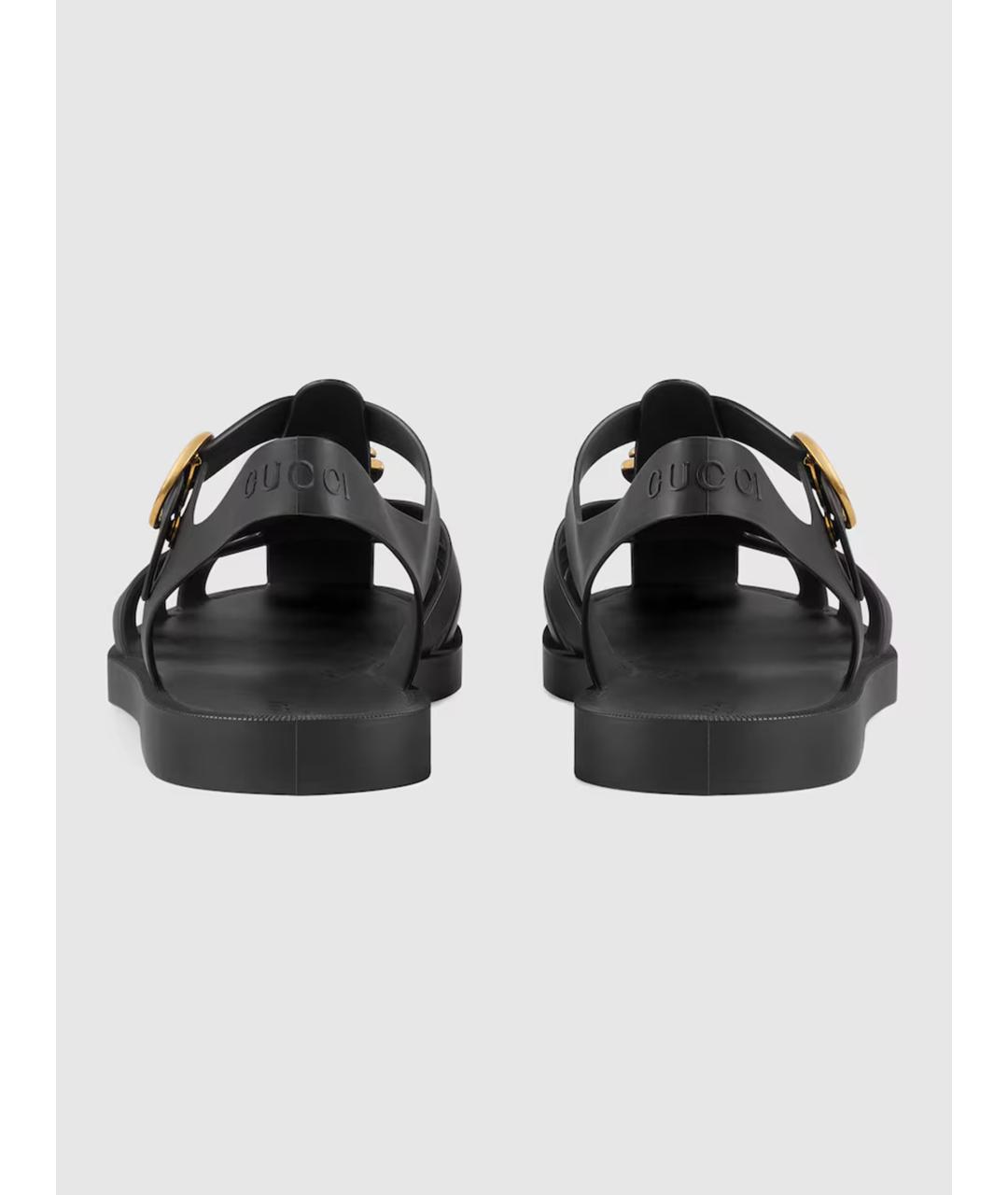 GUCCI Черные резиновые сандалии, фото 5