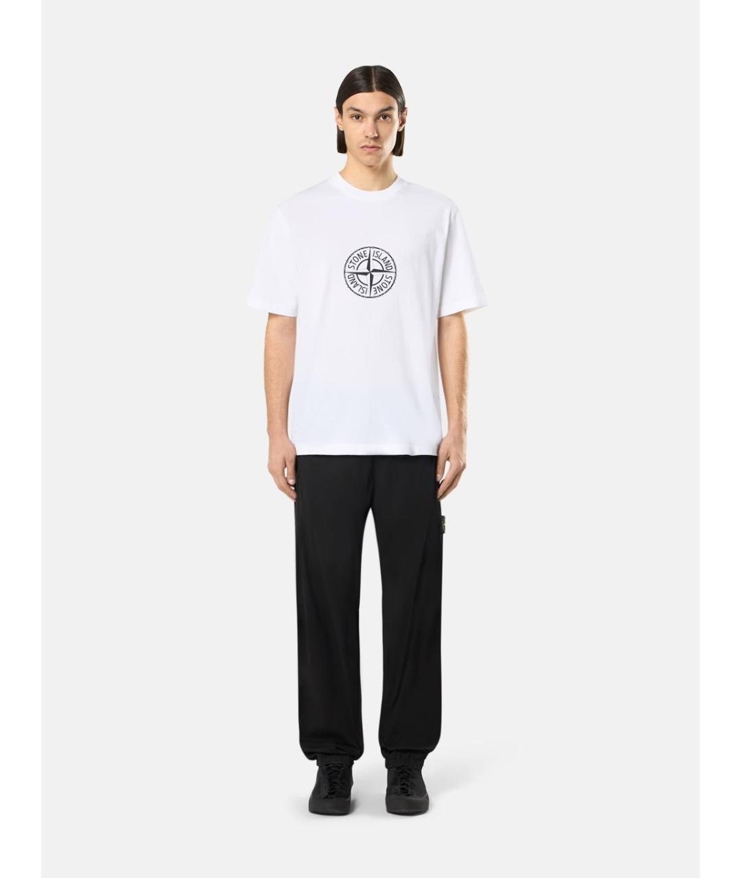 STONE ISLAND Белая хлопковая футболка, фото 2