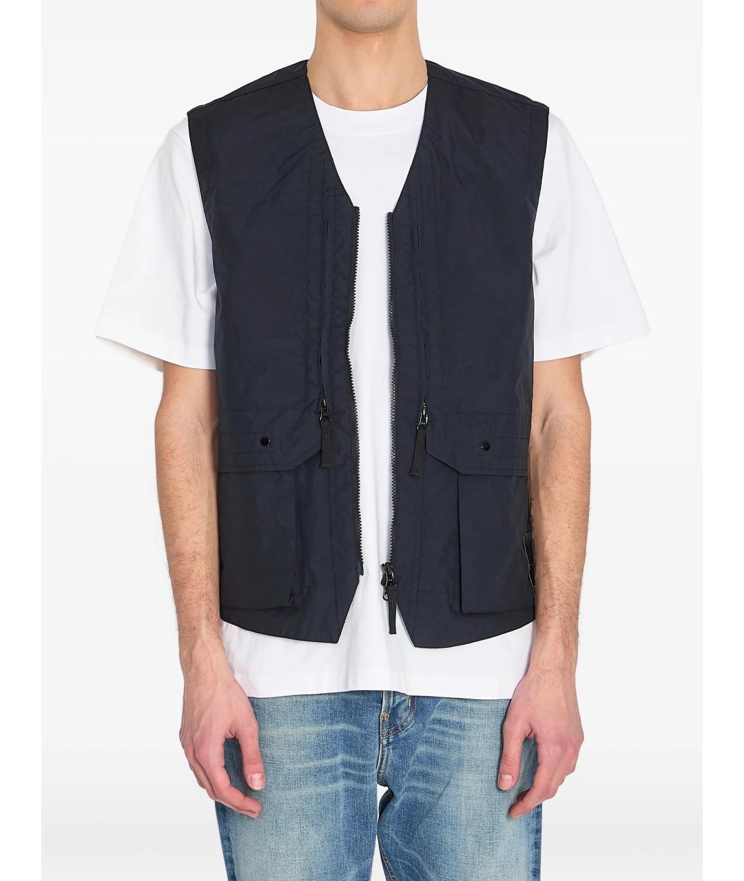 STONE ISLAND Темно-синий полиэстеровый жилет, фото 2