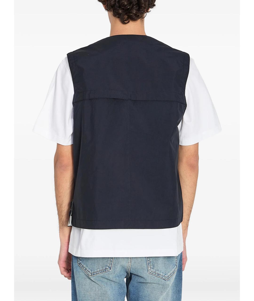 STONE ISLAND Темно-синий полиэстеровый жилет, фото 5