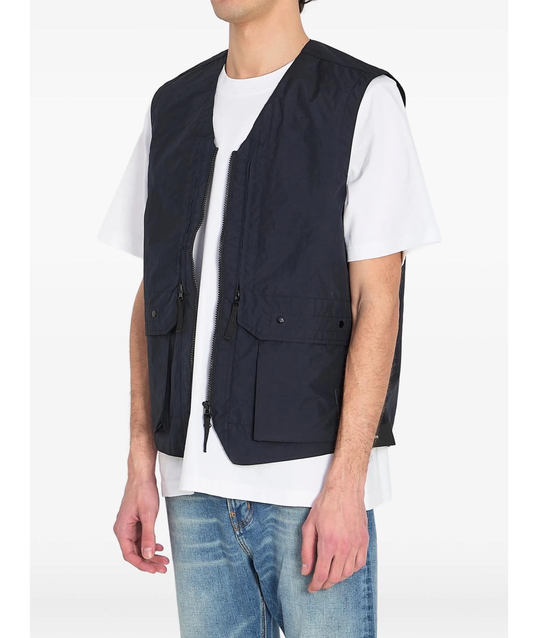 STONE ISLAND Темно-синий полиэстеровый жилет, фото 3