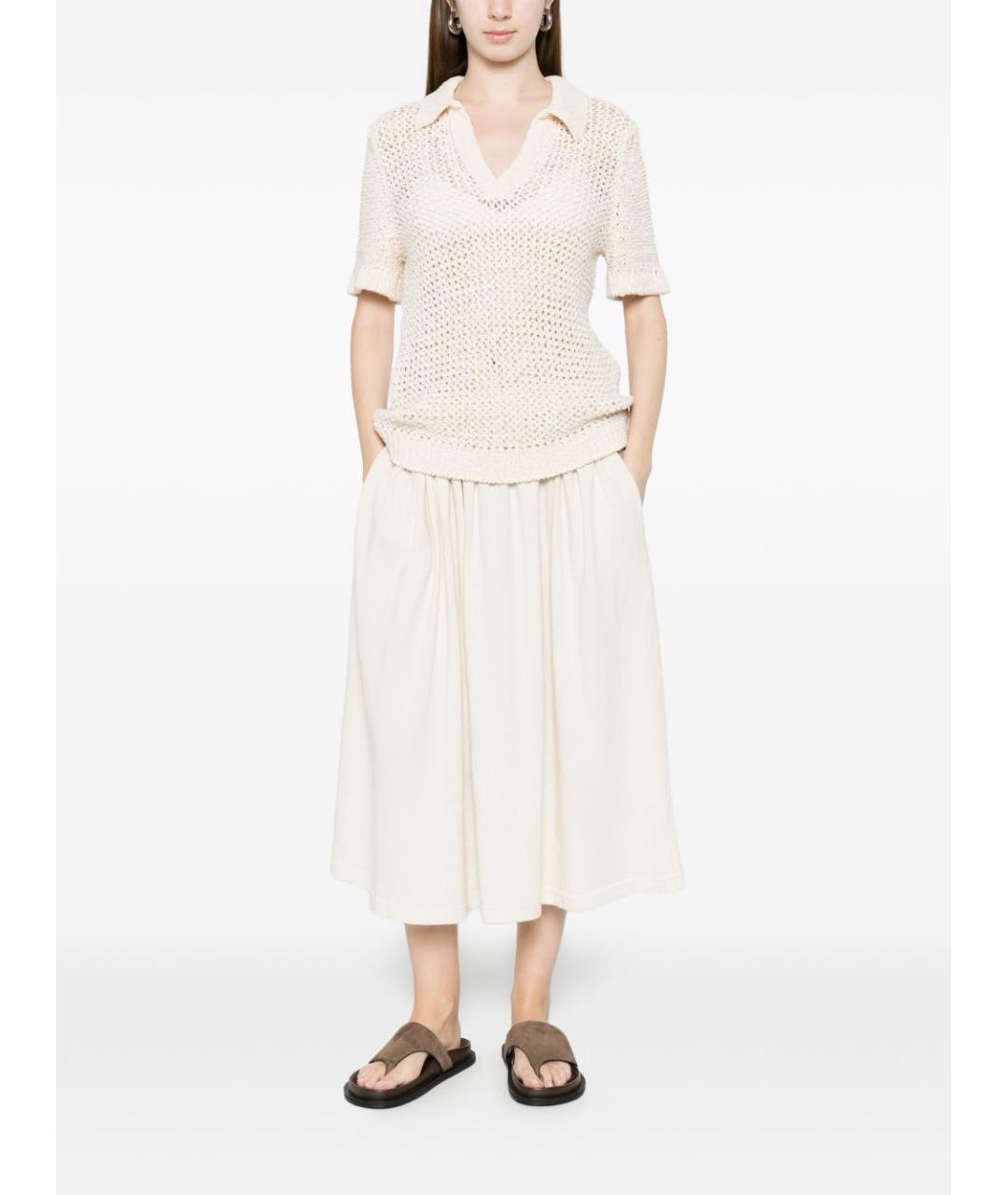 EXTREME CASHMERE Белая хлопковая юбка миди, фото 2