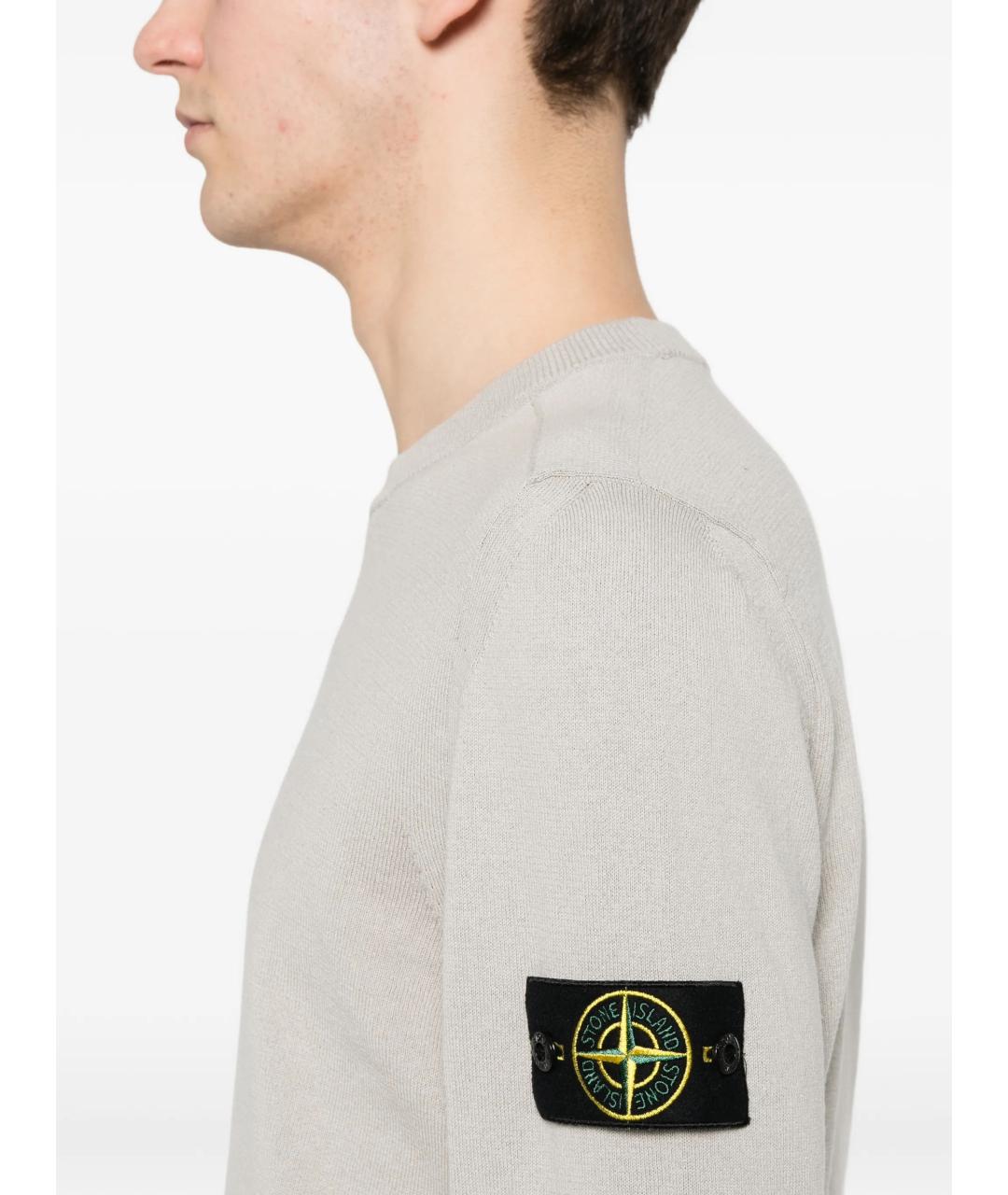 STONE ISLAND Серый хлопковый джемпер / свитер, фото 5