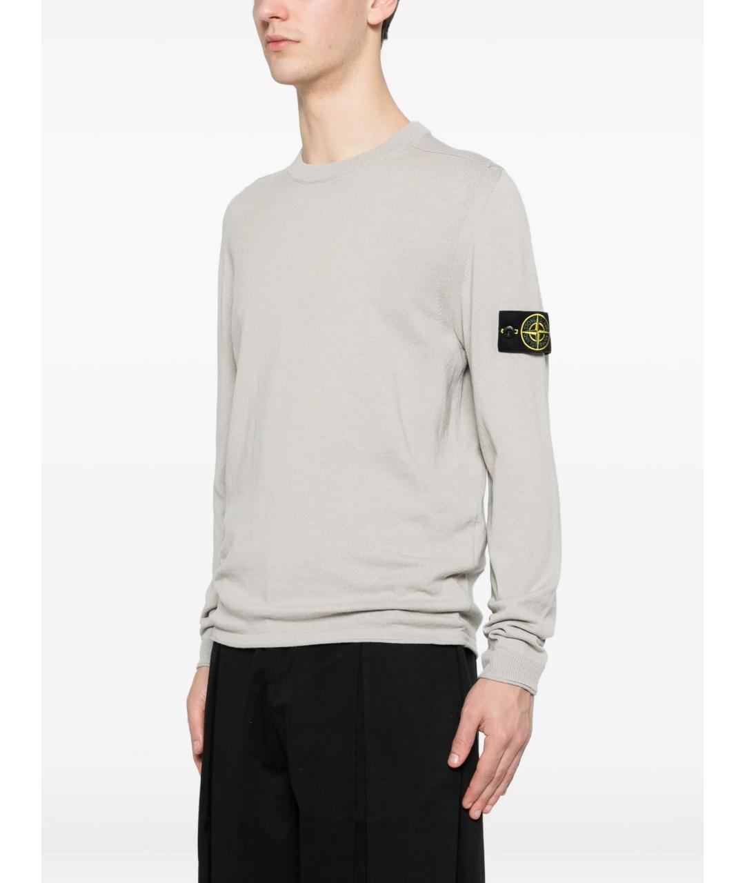STONE ISLAND Серый хлопковый джемпер / свитер, фото 3