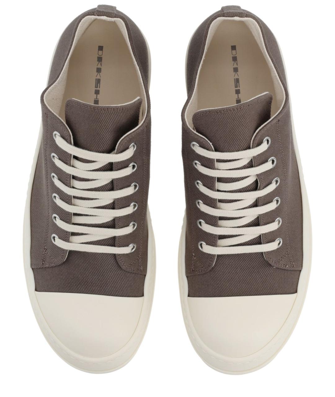 RICK OWENS DRKSHDW Серые текстильные низкие кроссовки / кеды, фото 5