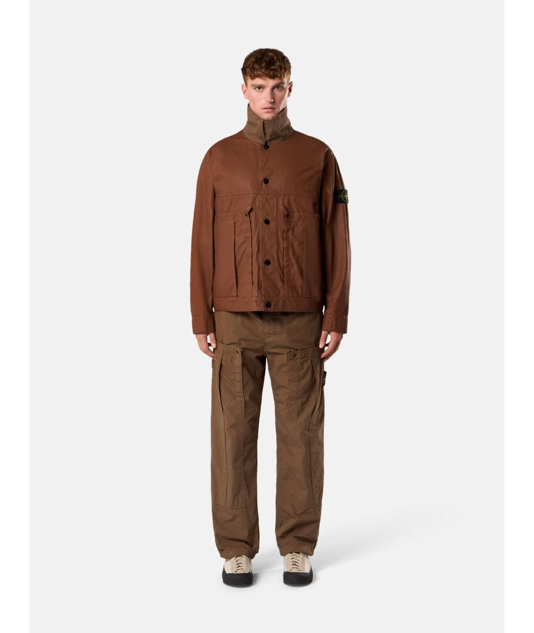 STONE ISLAND Коричневая хлопковая куртка, фото 2