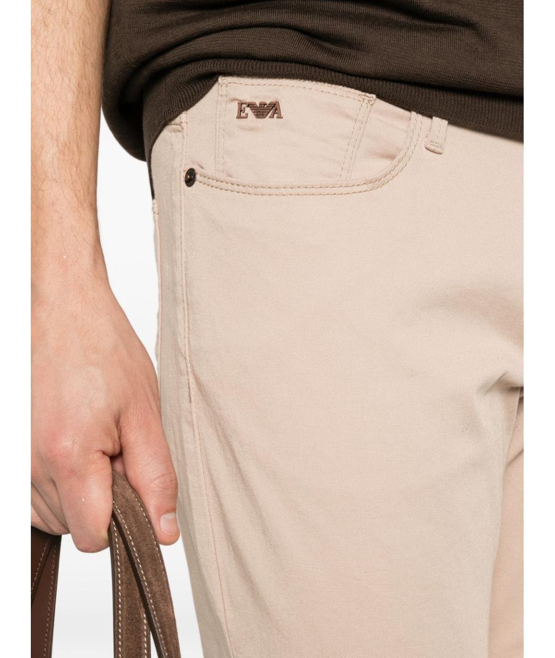 EMPORIO ARMANI Бежевые хлопковые прямые джинсы, фото 3