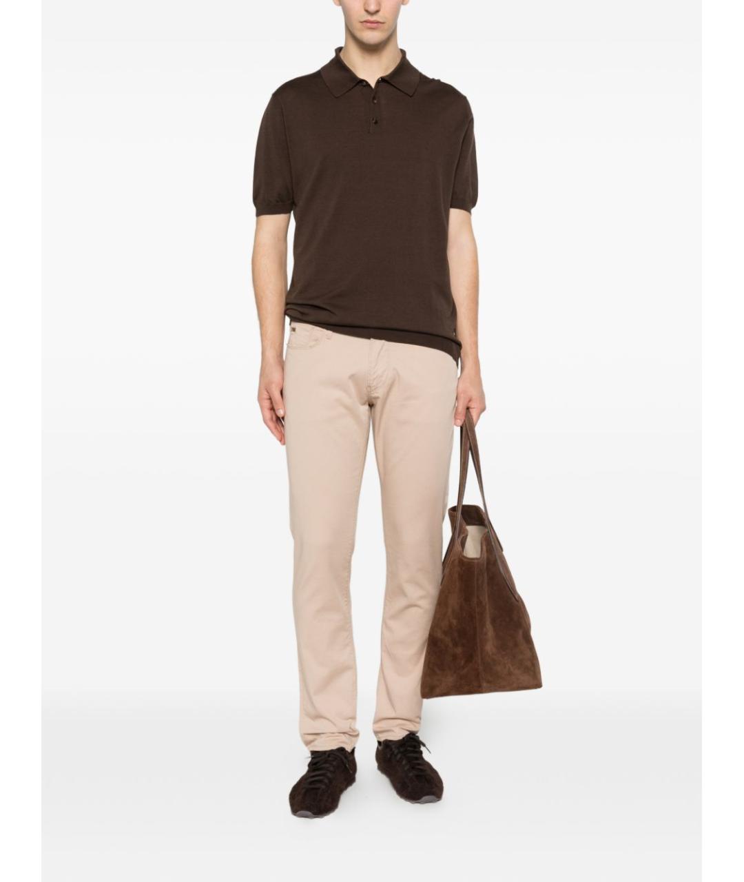 EMPORIO ARMANI Бежевые хлопковые прямые джинсы, фото 2