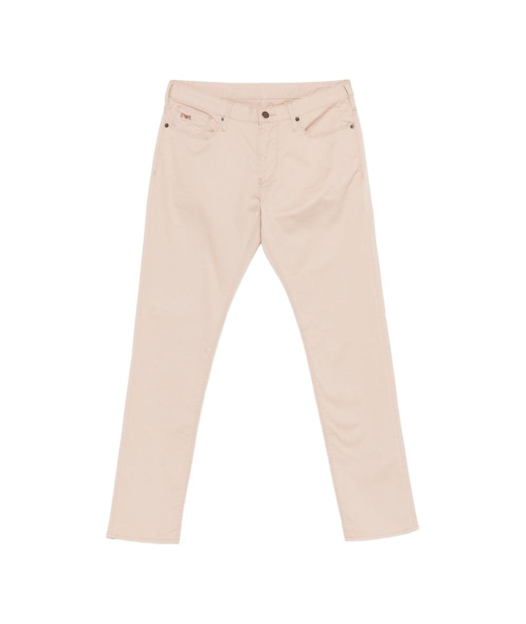 EMPORIO ARMANI Бежевые хлопковые прямые джинсы, фото 1