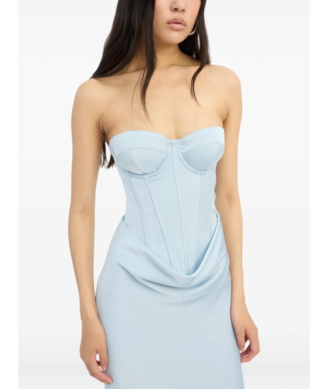 ROTATE Голубое полиэстеровое вечернее платье, фото 4