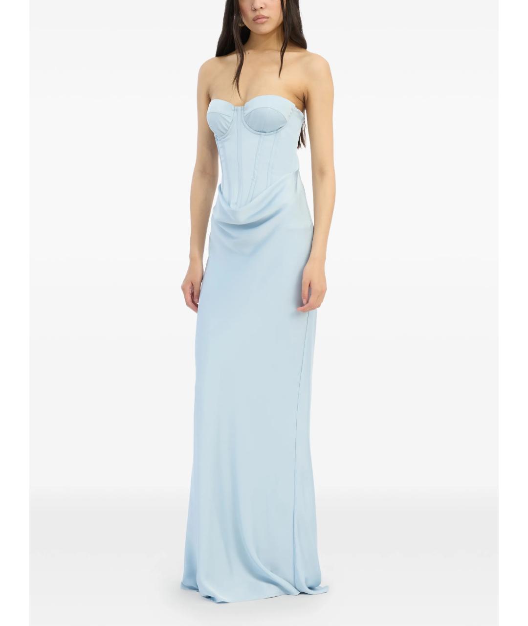 ROTATE Голубое полиэстеровое вечернее платье, фото 2