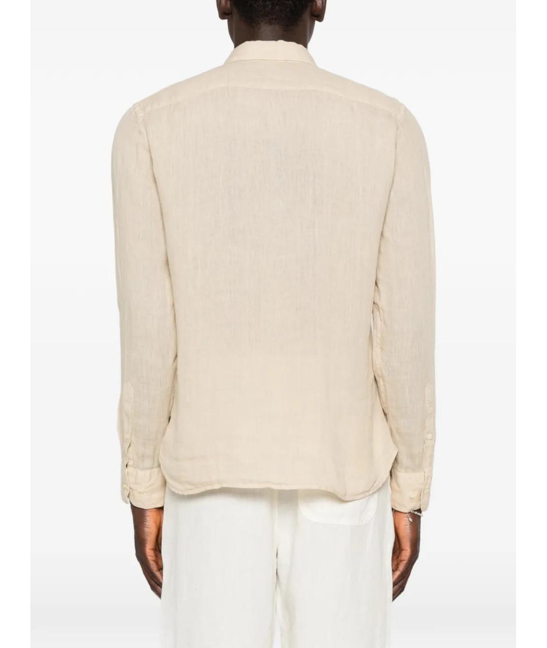120% LINO Бежевая льняная кэжуал рубашка, фото 4