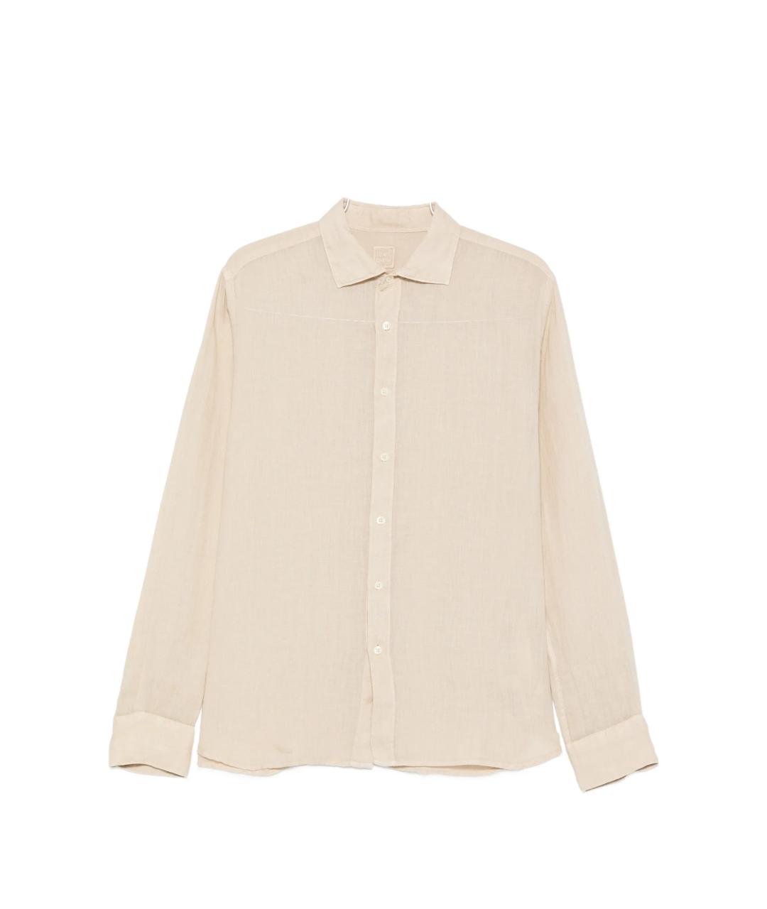 120% LINO Бежевая льняная кэжуал рубашка, фото 1