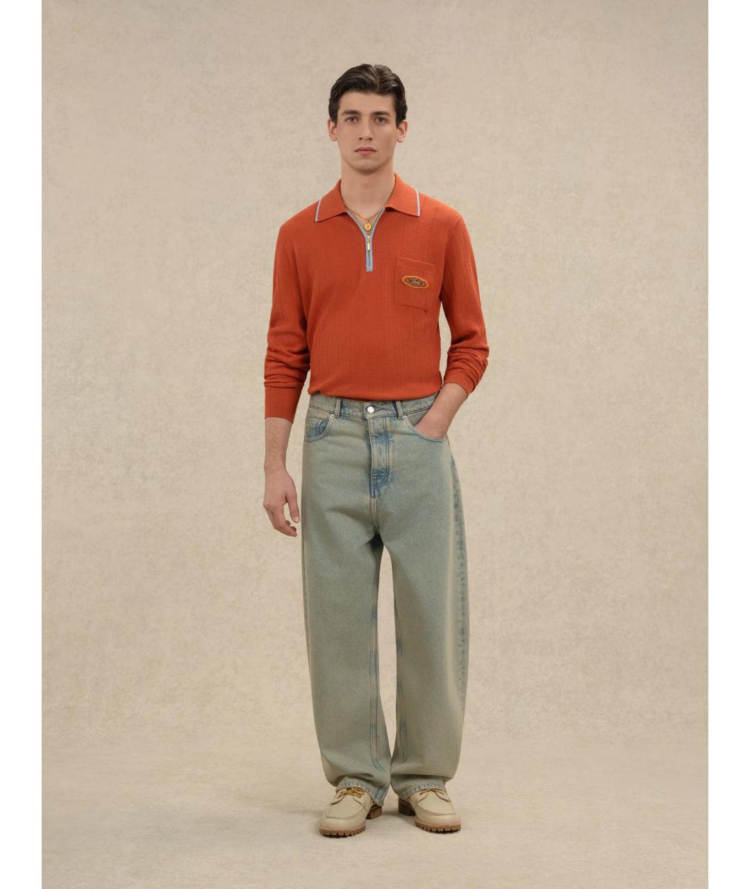 Drole de Monsieur Оранжевое поло с длинным рукавом, фото 2