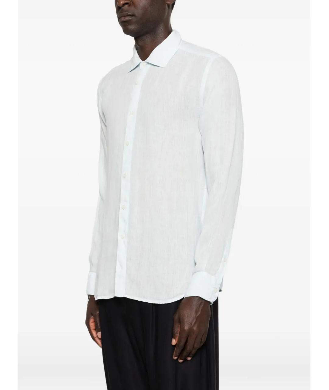 120% LINO Голубая льняная кэжуал рубашка, фото 2