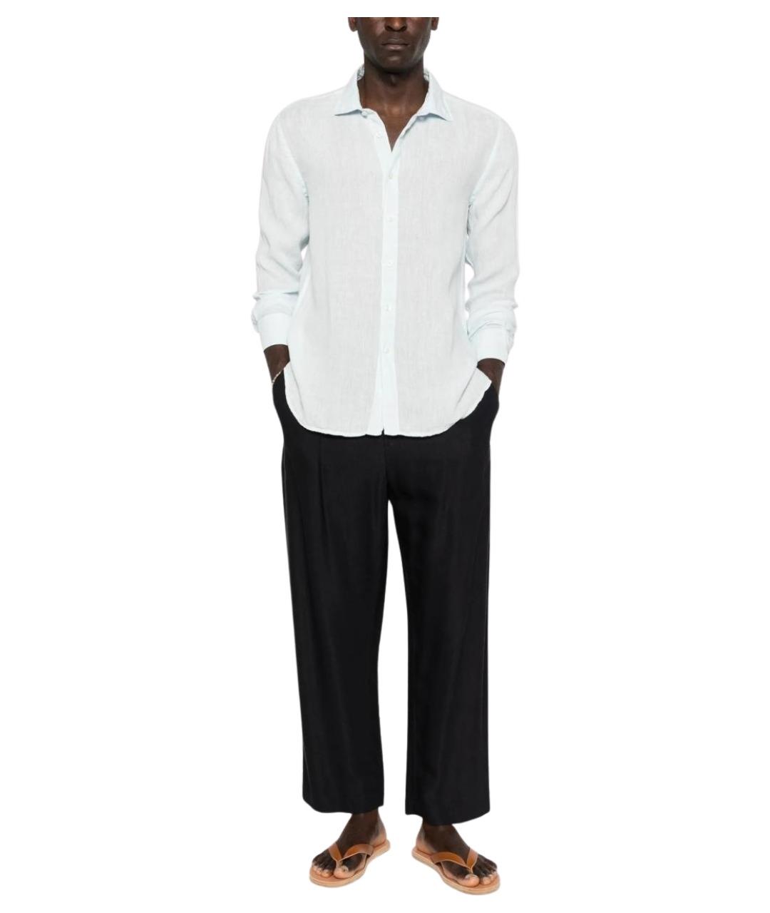 120% LINO Голубая льняная кэжуал рубашка, фото 1