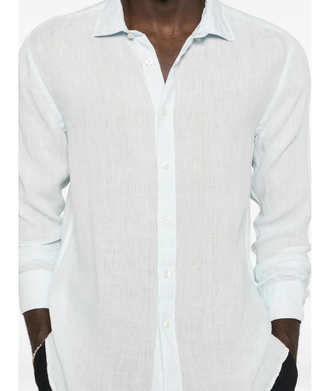 120% LINO Голубая льняная кэжуал рубашка, фото 4