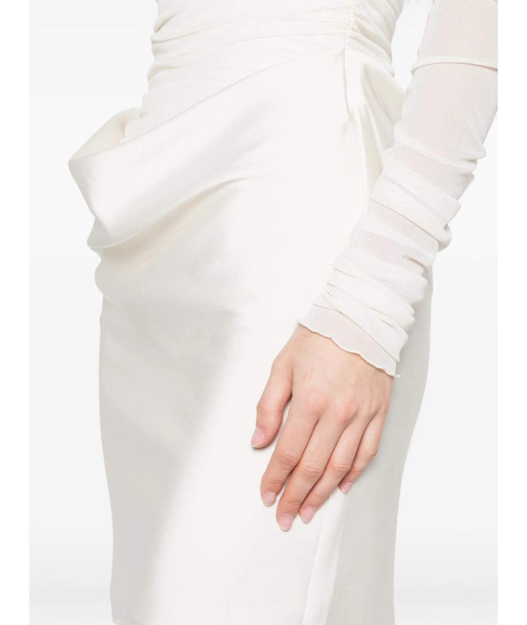 ROTATE Белое полиэстеровое вечернее платье, фото 5