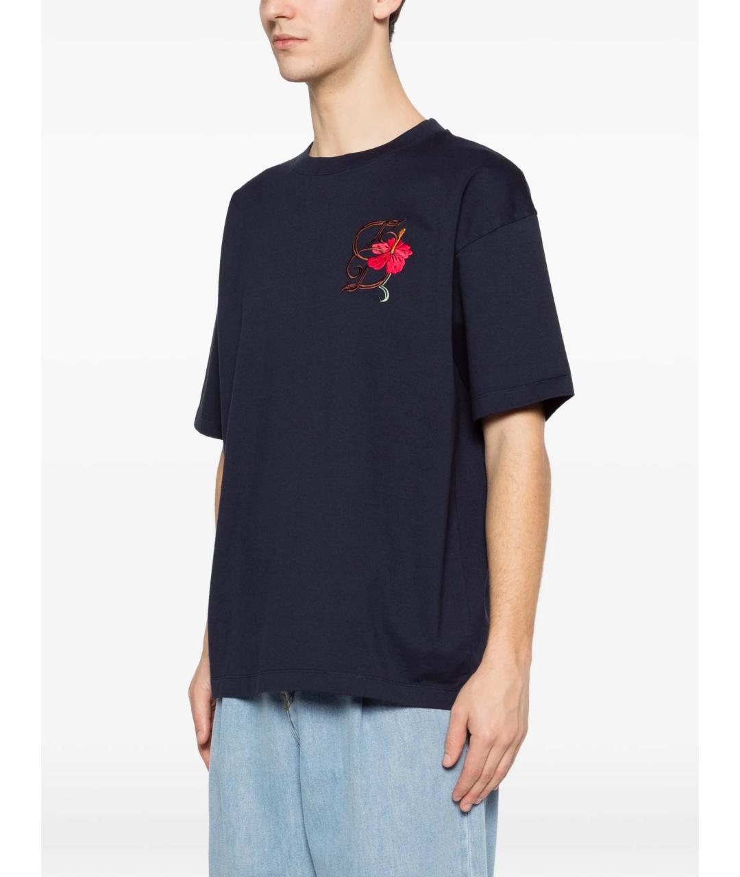 Drole de Monsieur Темно-синяя хлопковая футболка, фото 3
